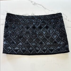 All Saints Black Sequin Mini Skirt Hand Embellished